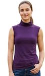 Women’s Sleeveless Turtleneck Vest Plain Polo Neck Jumper, Soft Slim Fit Tank Top, Lightweight Layering Casual Pullover