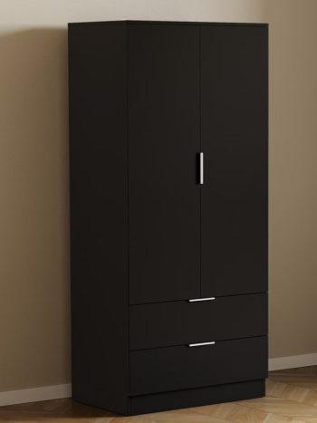 Modern 2 Door 2 Drawer Wardrobe with Hanging Rail