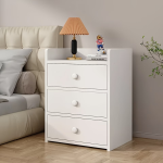 White 3-Drawer Modern Bedside Table & Storage Cabinet