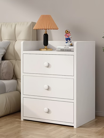 White 3-Drawer Modern Bedside Table & Storage Cabinet