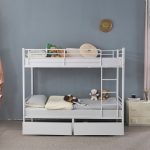 Modern Metal Bunk Bed with Drawers | Space-Saving
